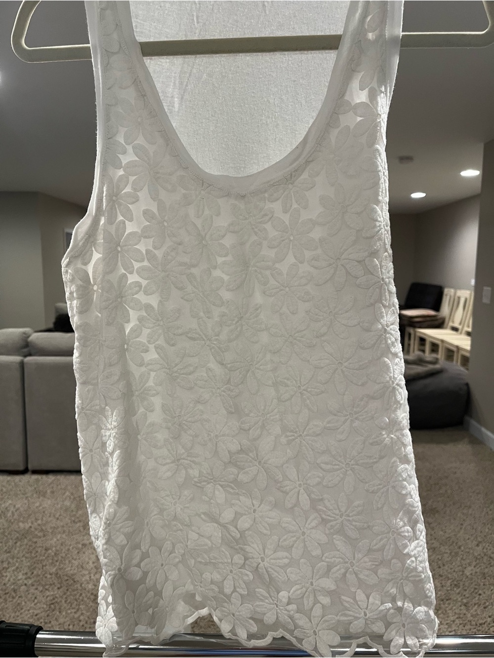 J. Crew White Floral Lace Tank Top